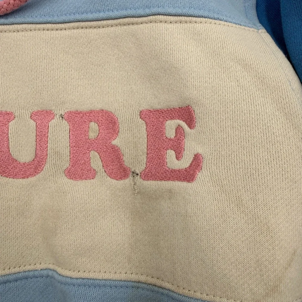 Odd Future Colorblock Hoodie Blue Cream Pink Embroidered Logo Mens Medium